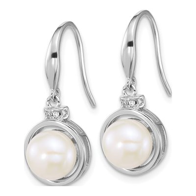 Sterling Silver Pearl & CZ Necklace Earring Set – view 3