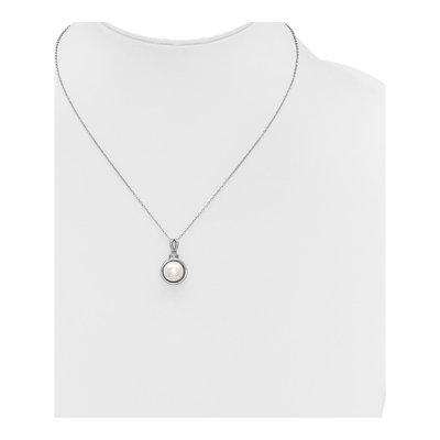 Sterling Silver Pearl & CZ Necklace Earring Set – view 4
