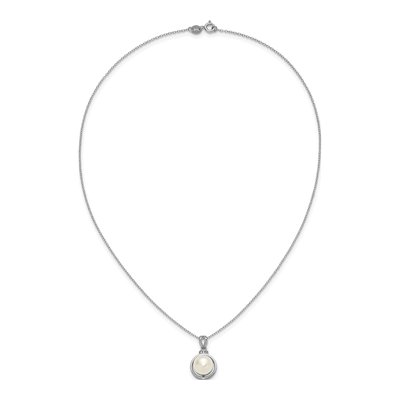 Sterling Silver Pearl & CZ Necklace Earring Set – view 5