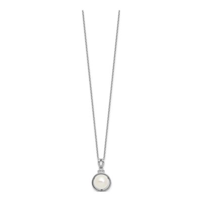 Sterling Silver Pearl & CZ Necklace Earring Set – view 6