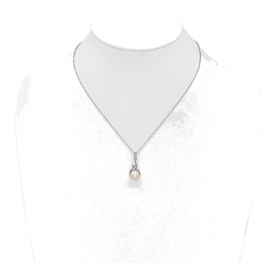 Sterling Silver Pearl & CZ Necklace and Earring Set – view 4