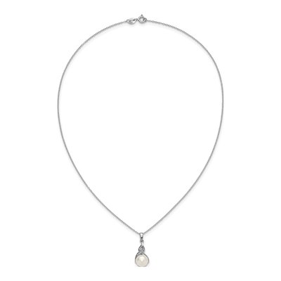 Sterling Silver Pearl & CZ Necklace and Earring Set – view 5
