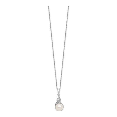 Sterling Silver Pearl & CZ Necklace and Earring Set – view 6