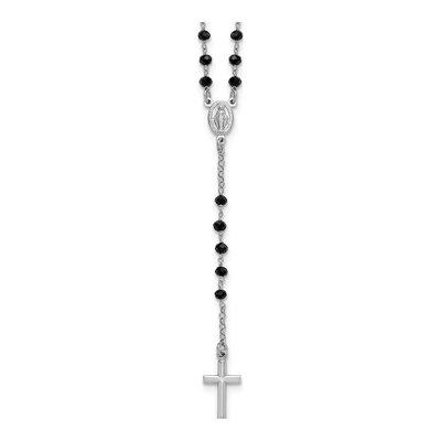Sterling Silver Crystal Rosary Necklace