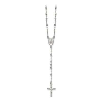 Sterling Silver Beaded Rosary Necklace