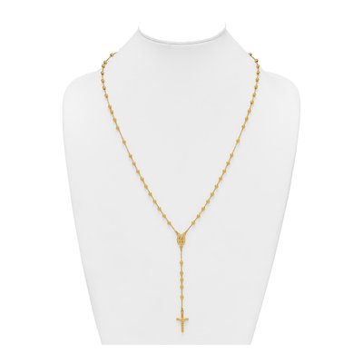 Gold-Plated Sterling Silver Beaded Rosary Necklace – view 4