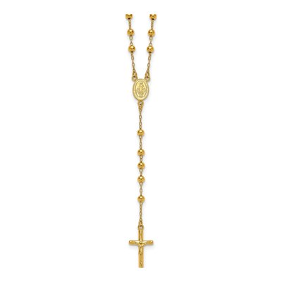 Gold-Plated Sterling Silver Beaded Rosary Necklace