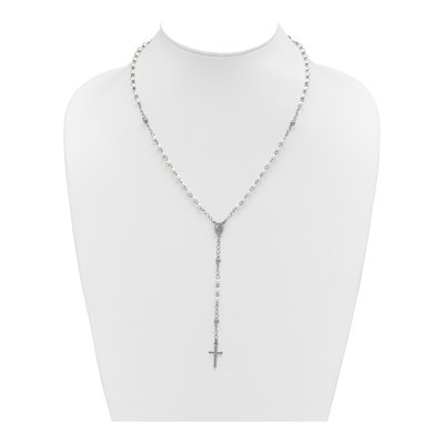 Sterling Silver Simulated Pearl Rosary Necklace – view 3