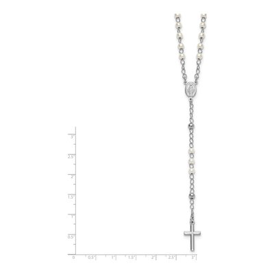 Sterling Silver Simulated Pearl Rosary Necklace – view 5