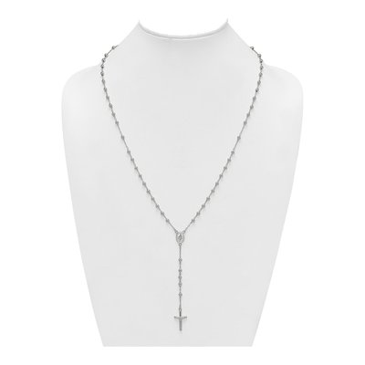 Sterling Silver Beaded Rosary Necklace – view 4