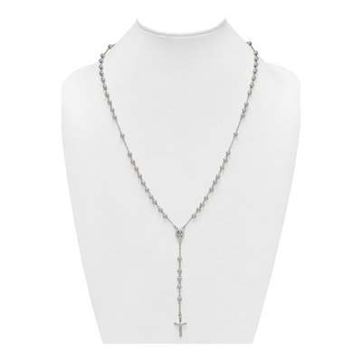 Sterling Silver Beaded Rosary Necklace – view 4