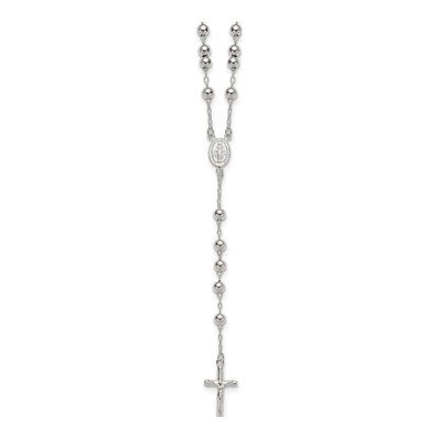Sterling Silver Beaded Rosary Necklace