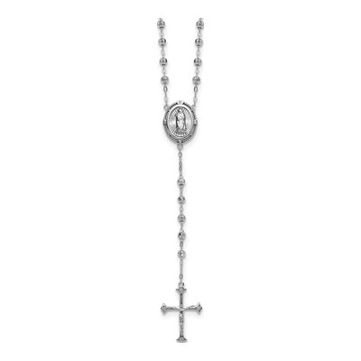 Sterling Silver CZ Rosary Necklace