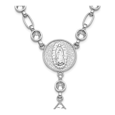 Sterling Silver CZ Rosary Necklace – view 6