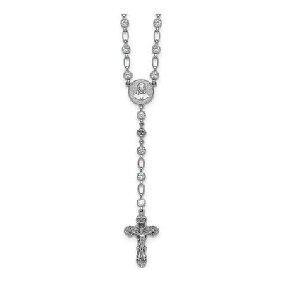 Sterling Silver CZ Rosary Necklace