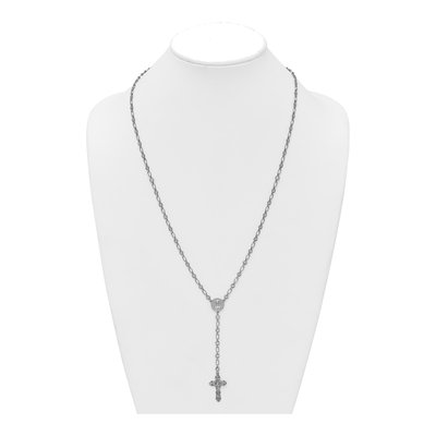 Sterling Silver CZ Rosary Necklace – view 4