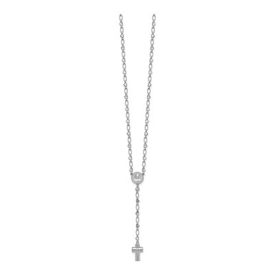 Sterling Silver CZ Cross Ash Holder Rosary Necklace – view 3