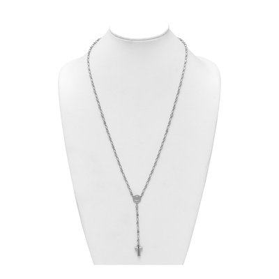 Sterling Silver CZ Cross Ash Holder Rosary Necklace – view 4
