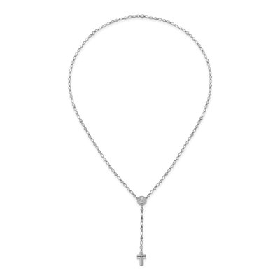 Sterling Silver CZ Cross Ash Holder Rosary Necklace – view 5