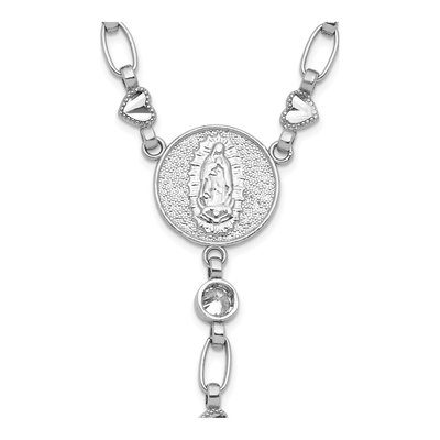 Sterling Silver CZ Cross Ash Holder Rosary Necklace – view 6