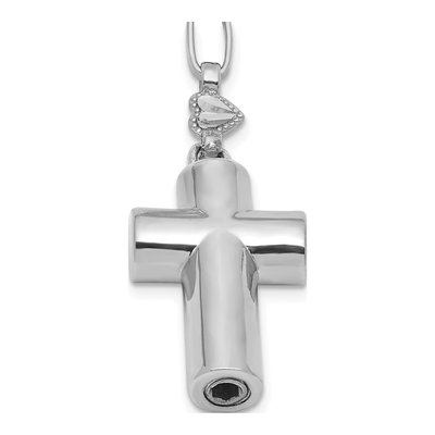 Sterling Silver CZ Cross Ash Holder Rosary Necklace – view 7