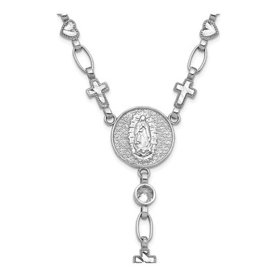 Sterling Silver CZ Rosary Necklace – view 6