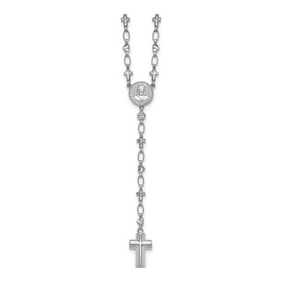 Sterling Silver CZ Rosary Necklace