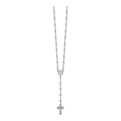 Sterling Silver CZ Rosary Cross Necklace – view 3