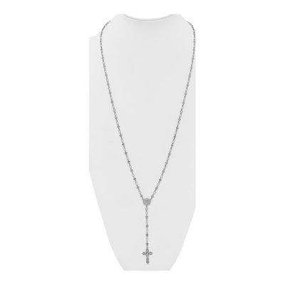 Sterling Silver CZ Rosary Cross Necklace – view 4