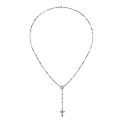 Sterling Silver CZ Rosary Cross Necklace – view 5