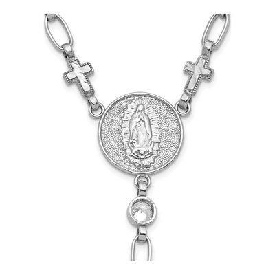 Sterling Silver CZ Rosary Cross Necklace – view 6