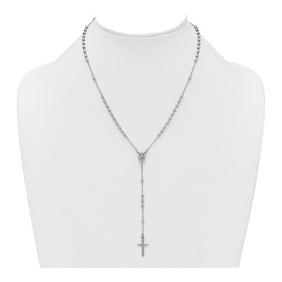 Sterling Silver Beaded Rosary Necklace – view 4