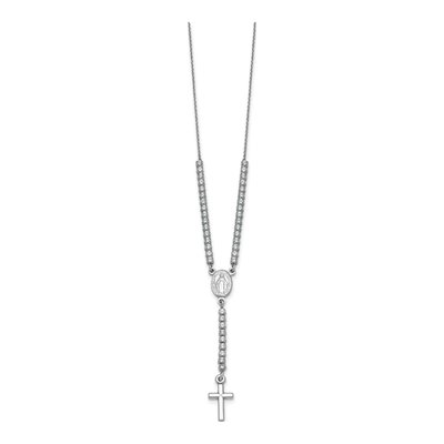 Sterling Silver CZ Rosary Necklace – view 3
