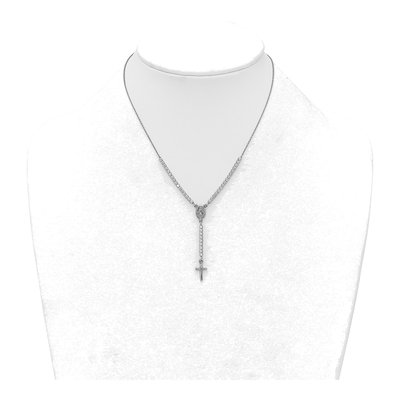 Sterling Silver CZ Rosary Necklace – view 4