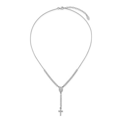Sterling Silver CZ Rosary Necklace – view 5