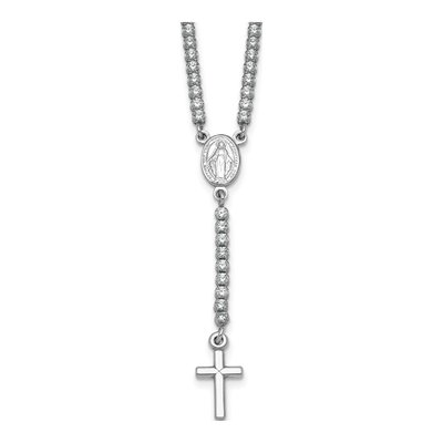 Sterling Silver CZ Rosary Necklace