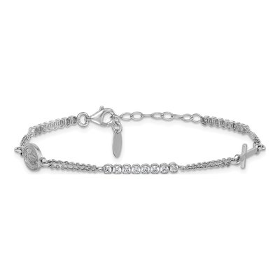 Sterling Silver CZ Rosary Bracelet – view 4
