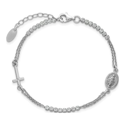 Sterling Silver CZ Rosary Bracelet – view 5