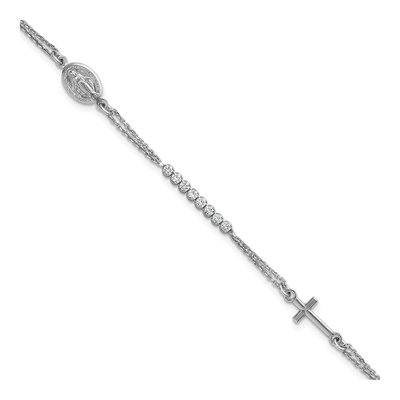 Sterling Silver CZ Rosary Bracelet