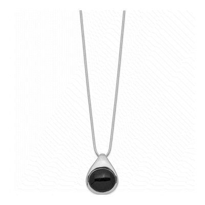 Sterling Silver Onyx Round Pendant Necklace – view 3