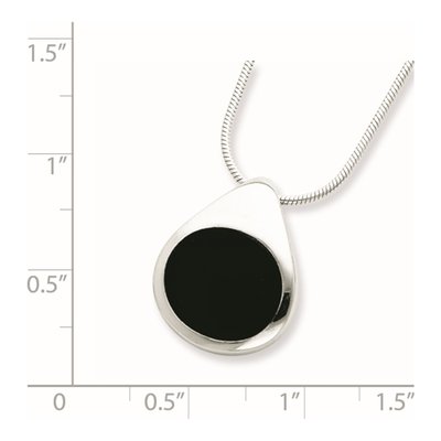Sterling Silver Onyx Round Pendant Necklace – view 4