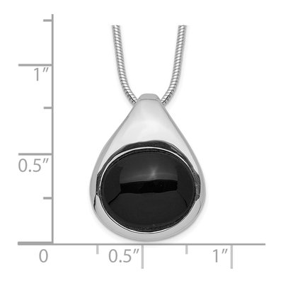 Sterling Silver Onyx Round Pendant Necklace – view 6