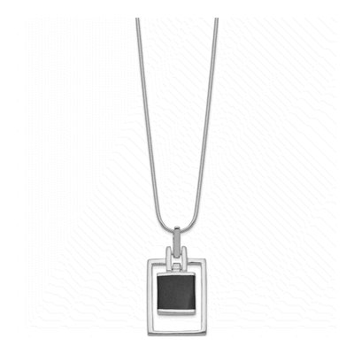 Sterling Silver Onyx Square Pendant Necklace – view 3