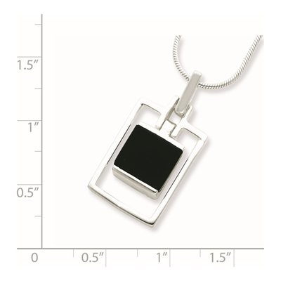 Sterling Silver Onyx Square Pendant Necklace – view 4