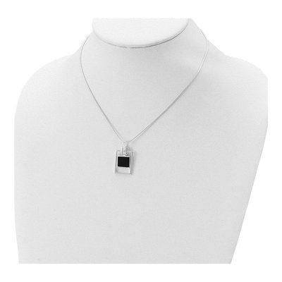 Sterling Silver Onyx Square Pendant Necklace – view 5