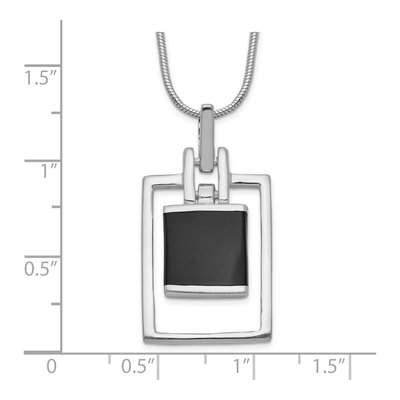 Sterling Silver Onyx Square Pendant Necklace – view 6
