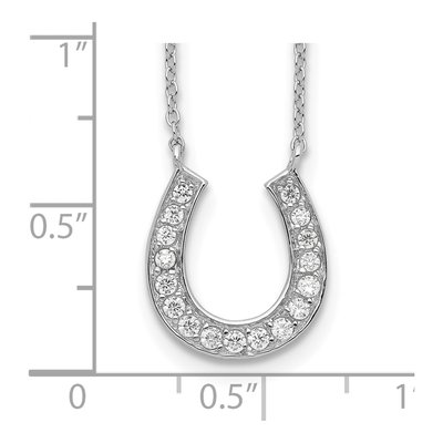 Sterling Silver Rhodium-Plated 16In W/2In Ext Cz Horseshoe Necklace – view 5