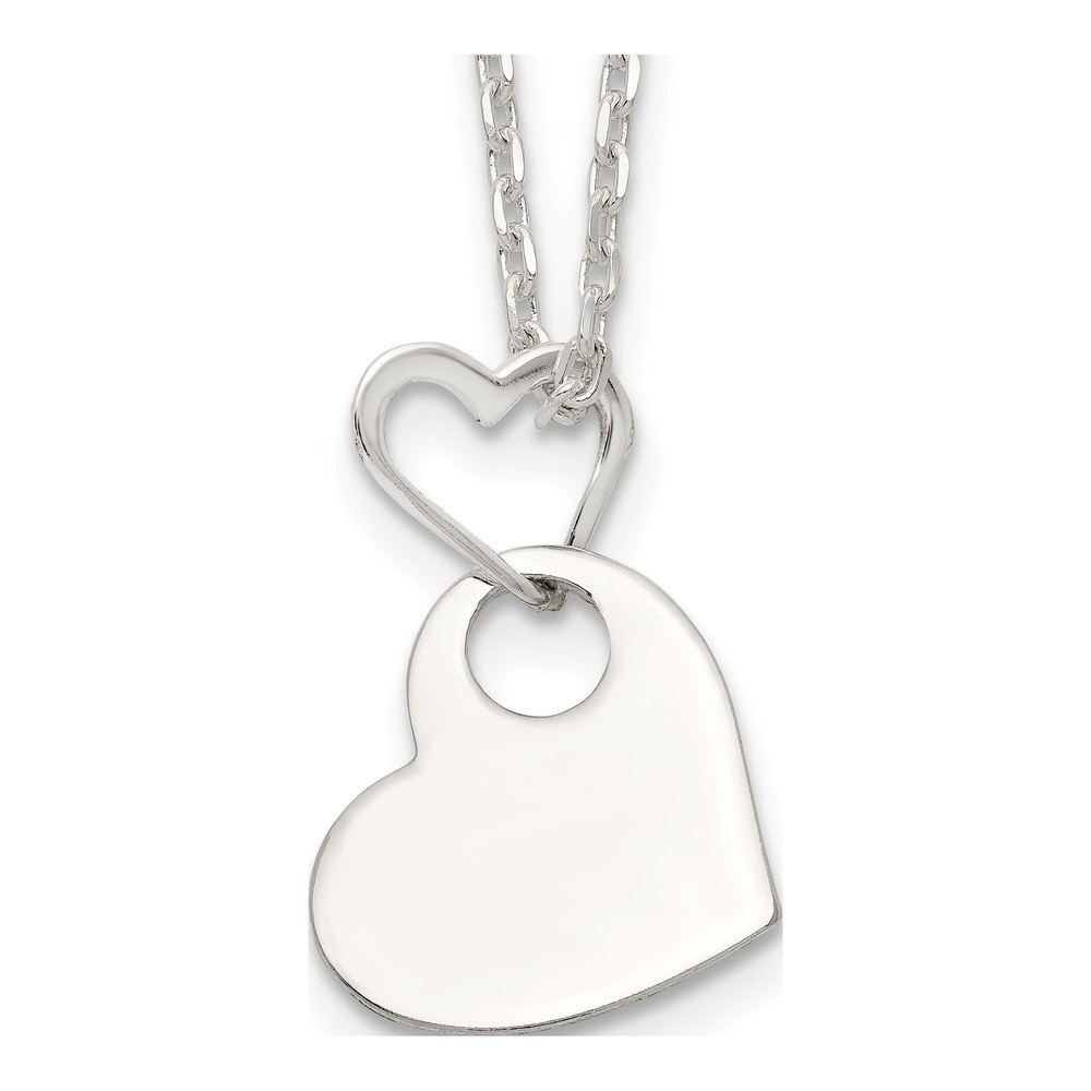 Sterling Silver Open Heart Necklace, 16 in