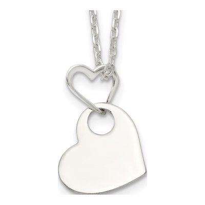 Sterling Silver Open Heart Pendant Necklace