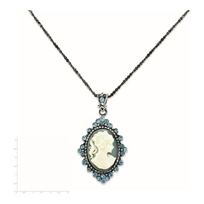 Sterling Silver CZ Antiqued Cameo Necklace – view 4